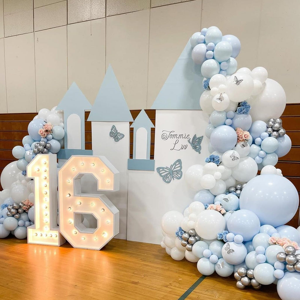 Govpy Pastel Blue & White Balloons – 12in, 35pcs for Baby Showers & Parties