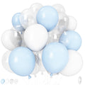 Govpy Pastel Blue & White Balloons – 12in, 35pcs for Baby Showers & Parties