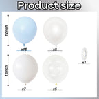 Govpy Pastel Blue & White Balloons – 12in, 35pcs for Baby Showers & Parties