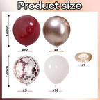 Govpy Burgundy Red Balloons – 35Pcs 12in Maroon, White & Rose Gold Confetti Latex Set