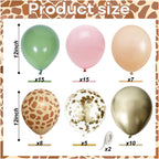 Govpy Pink Jungle Safari Balloons – 60pcs, 12in, Pastel Pink Green Gold with Giraffe Print