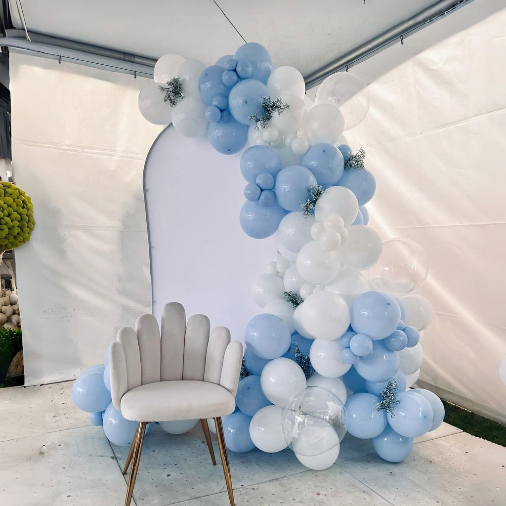 Govpy Pastel Blue & White Balloons – 12in, 35pcs for Baby Showers & Parties