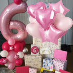 Govpy 40-Inch Pastel Pink Number 1 Balloon Set – Large Foil Balloons with Heart & Star Accents for Girls’ Birthday
