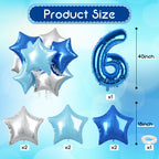 Govpy Big Foil 60 Balloon Set — 40in Number 60 & Teal Blue Star Balloons