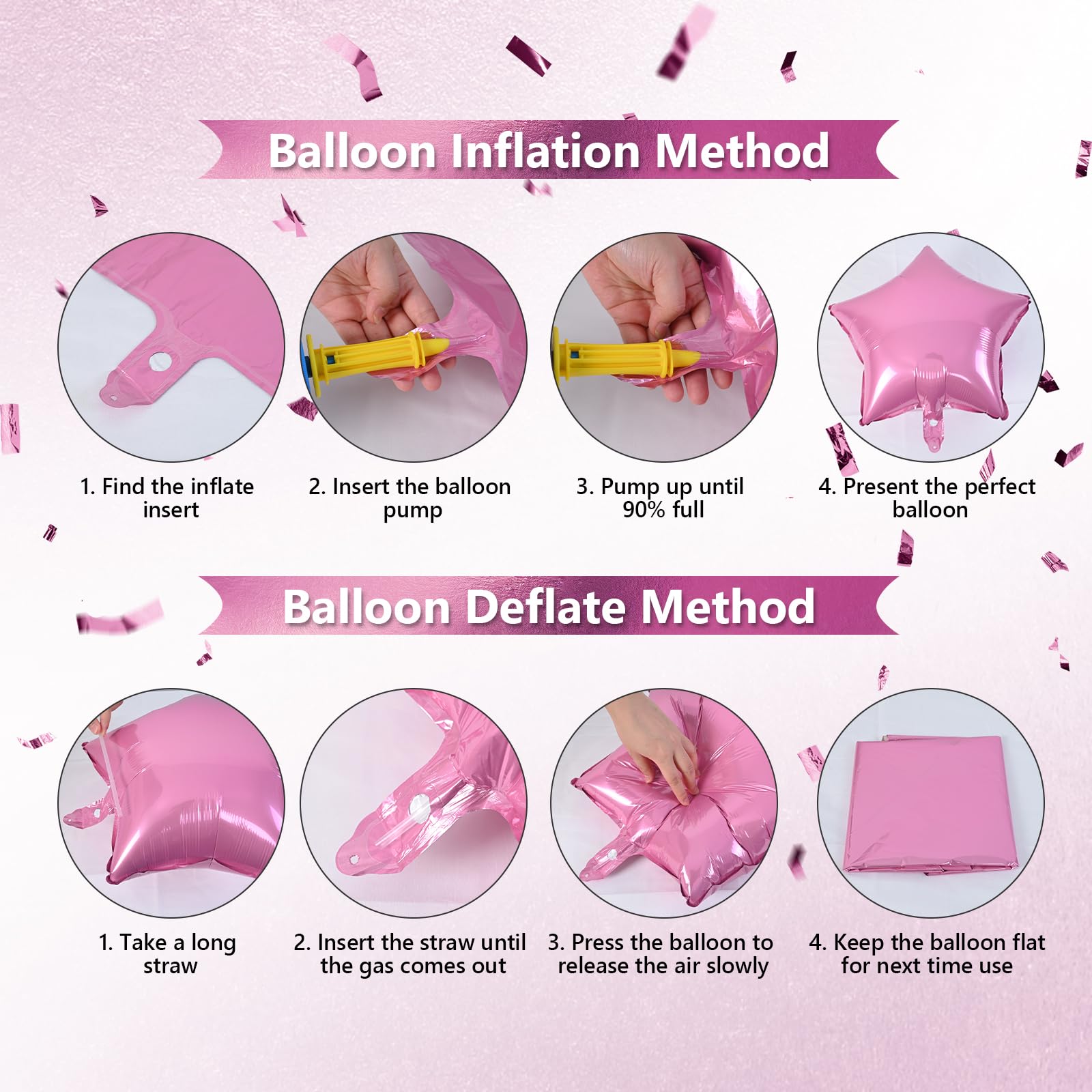 Govpy 40-Inch Pastel Pink Number 1 Balloon Set – Large Foil Balloons with Heart & Star Accents for Girls’ Birthday