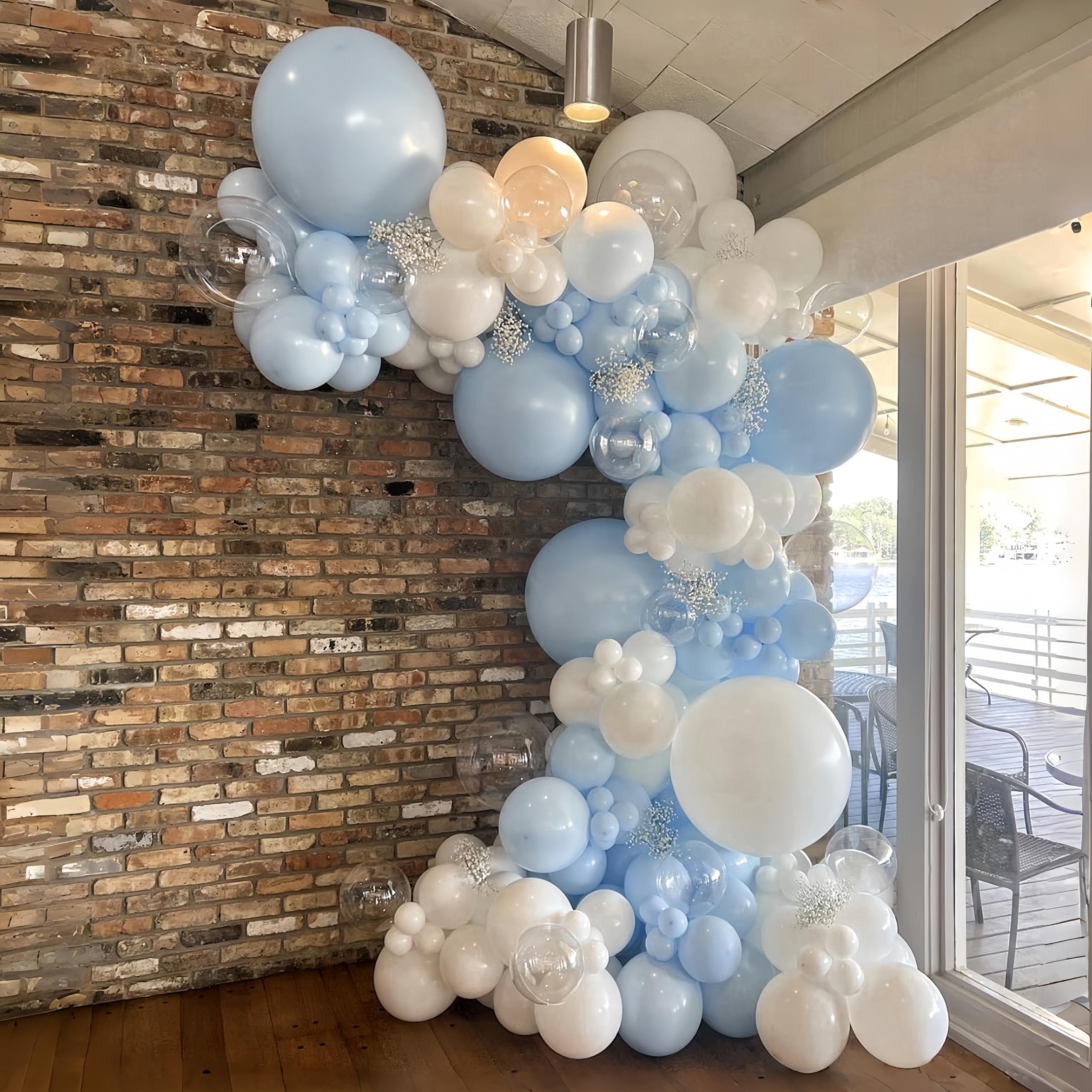 Govpy Pastel Blue & White Balloons – 12in, 35pcs for Baby Showers & Parties