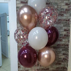 Govpy Burgundy Red Balloons – 35Pcs 12in Maroon, White & Rose Gold Confetti Latex Set