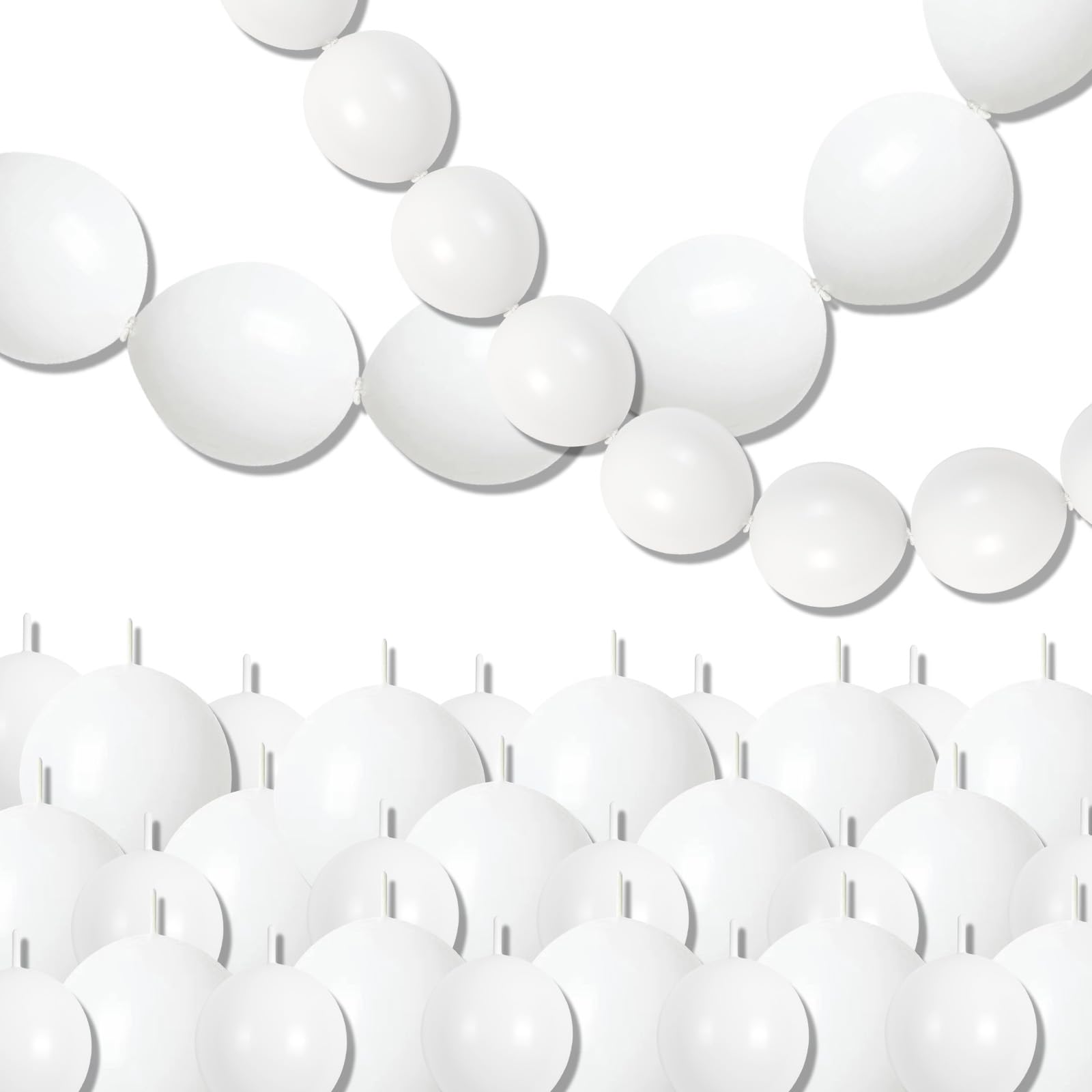 Govpy White Quick Link Balloons – 120Pcs Pearl 6in & 10in for Balloons Walls, Arches, and Decor