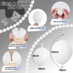 Govpy White Quick Link Balloons – 120Pcs Pearl 6in & 10in for Balloons Walls, Arches, and Decor