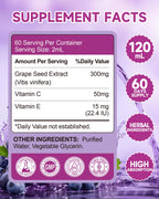 Organic Grape Seed Extract Liquid Drops 300mg – 95% Proanthocyanidins, Non-GMO, 4 fl oz