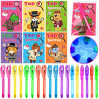 Grastfu 24 Pack Invisible Ink Pens with Animal-Valentines Cards – Classroom Valentine Party Favors
