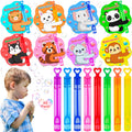 Grastfu 32-Pack Valentines Day Mini Bubble Wands with Animal Cards – Classroom Party Favors