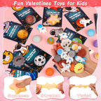 Grastfu 28-Pack Valentines Cards with Galaxy Squishies – Classroom Gifts & Party Favors