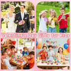 Grastfu 32-Pack Valentines Day Mini Bubble Wands with Animal Cards – Classroom Party Favors