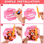 Grastfu 32-Pack Valentines Day Mini Bubble Wands with Animal Cards – Classroom Party Favors