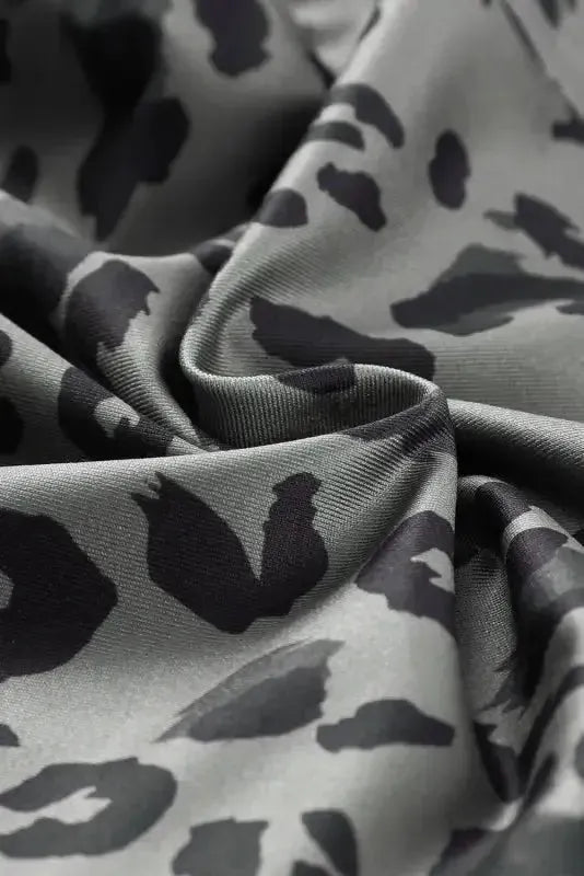 Gray Leopard Print Active Leggings