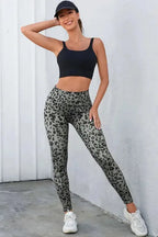 Gray Leopard Print Active Leggings