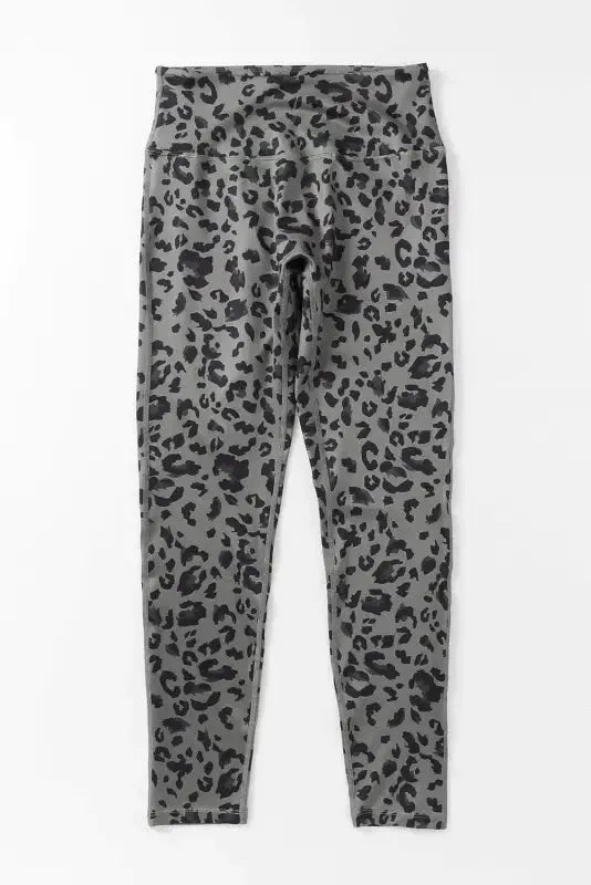 Gray Leopard Print Active Leggings