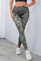 Gray Leopard Print Active Leggings