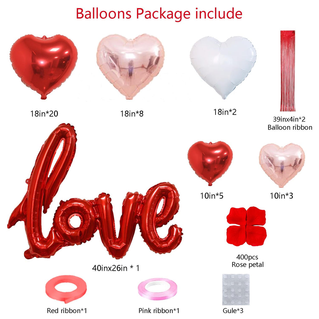 Grcypa Valentines Day Balloons Kit – Love Balloons & Heart Foils for Romance