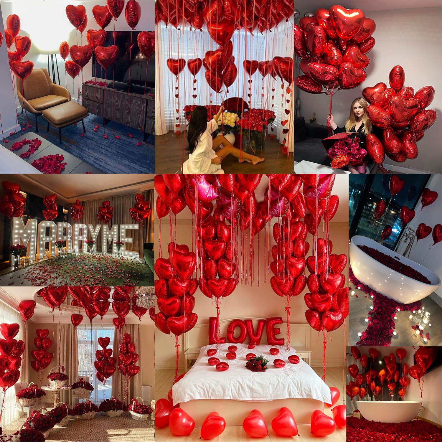 Grcypa Valentines Day Balloons Kit – Love Balloons & Heart Foils for Romance