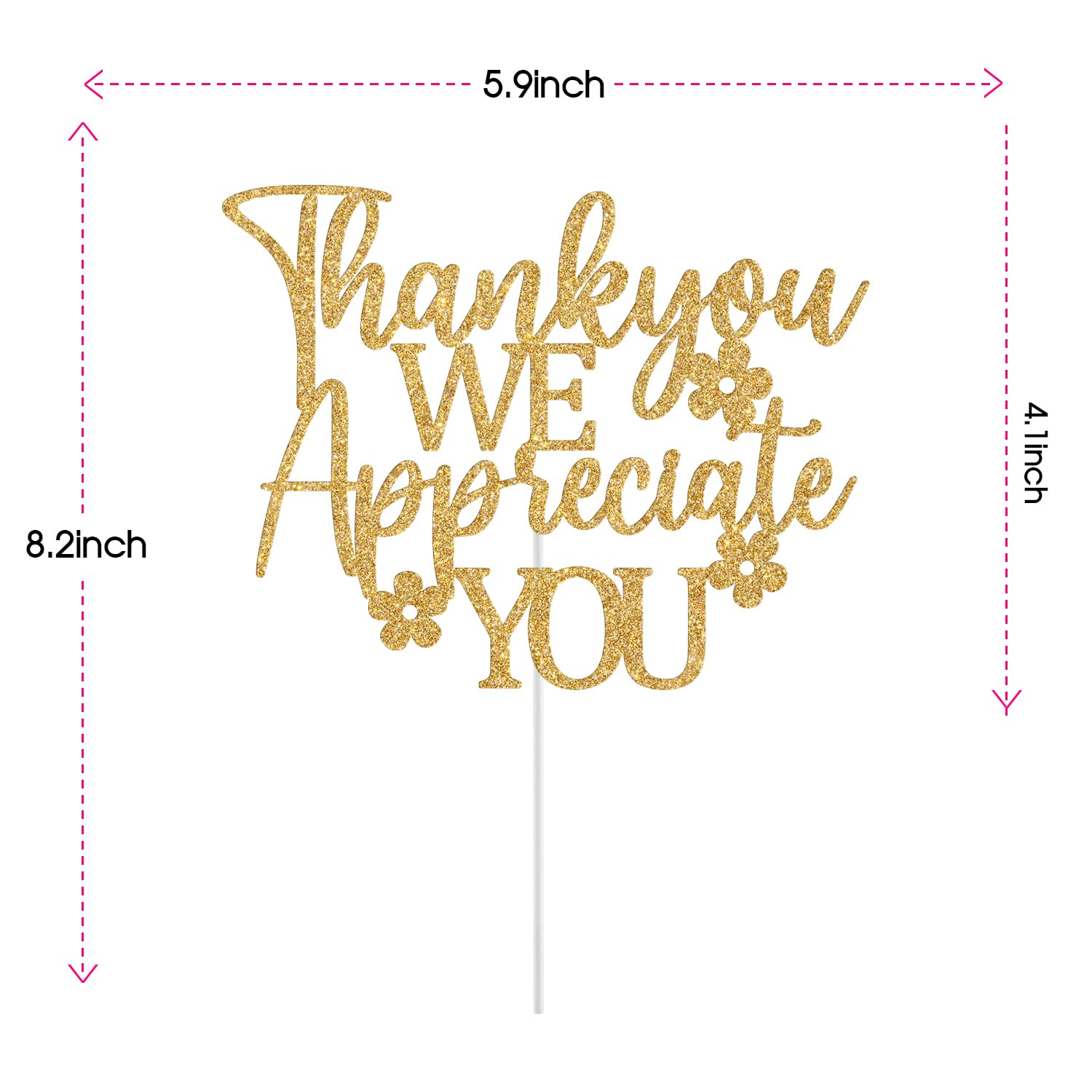 Thank You We Appreciate You Cake Topper - GREABRRY Gold Glitter Decorations