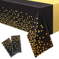 GREATRIL Black Gold Party Table Covers – 54x108 inches, 2 Pack | Disposable Tablecloths for Graduations, New Year’s Eve & More