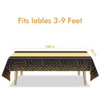 GREATRIL Black Gold Party Table Covers – 54x108 inches, 2 Pack | Disposable Tablecloths for Graduations, New Year’s Eve & More