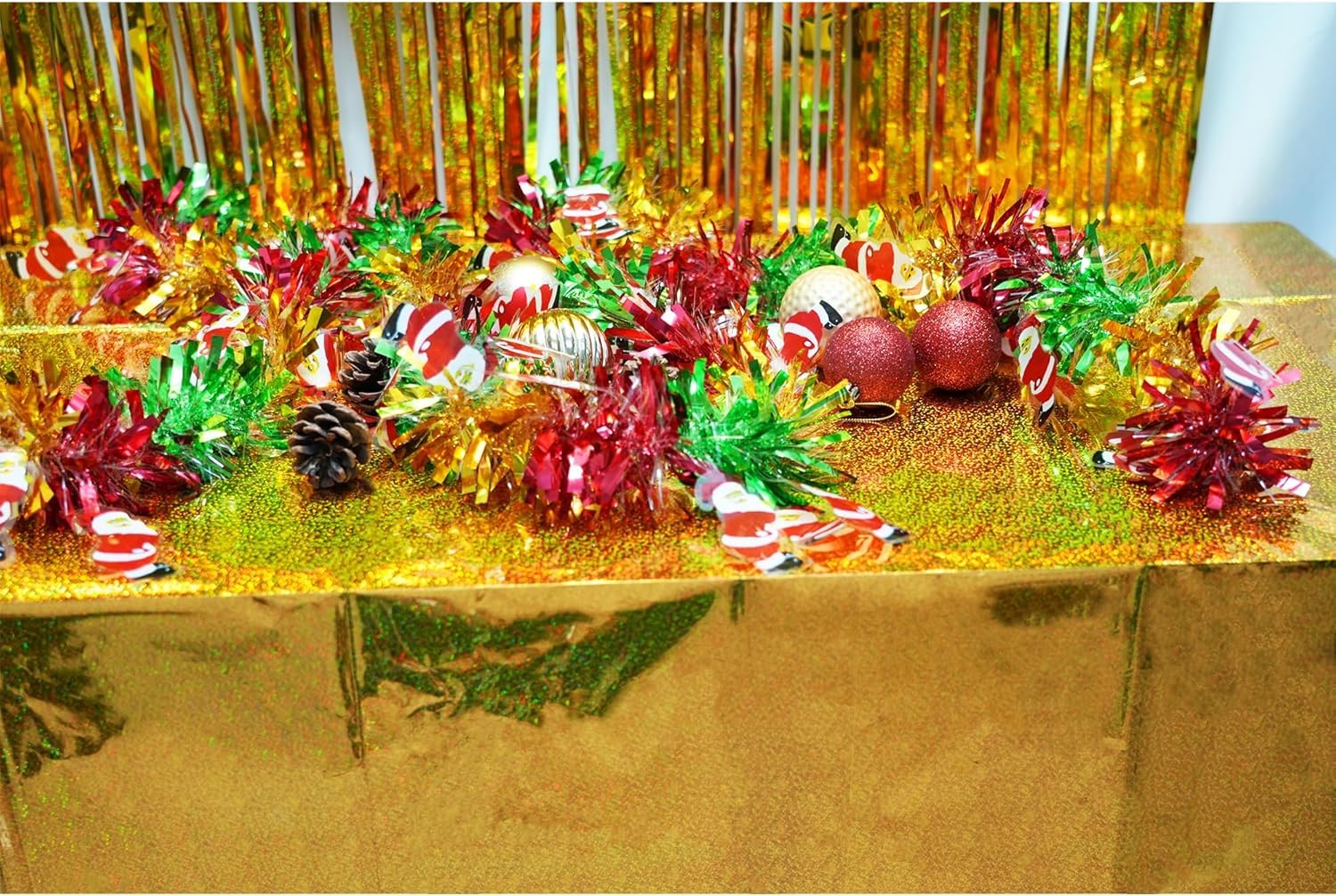 GREATRIL Gold Party Table Covers – Disposable 54 x 108 Inch Rectangle Tablecloth (2 Pack)
