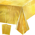 GREATRIL Gold Party Table Covers – Disposable 54 x 108 Inch Rectangle Tablecloth (2 Pack)