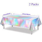 GREATRIL Iridescent Table Cloths – 54'' x 108'', 2 Pack, Mermaid/Undersea/Frozen/Demon Theme Party Decor