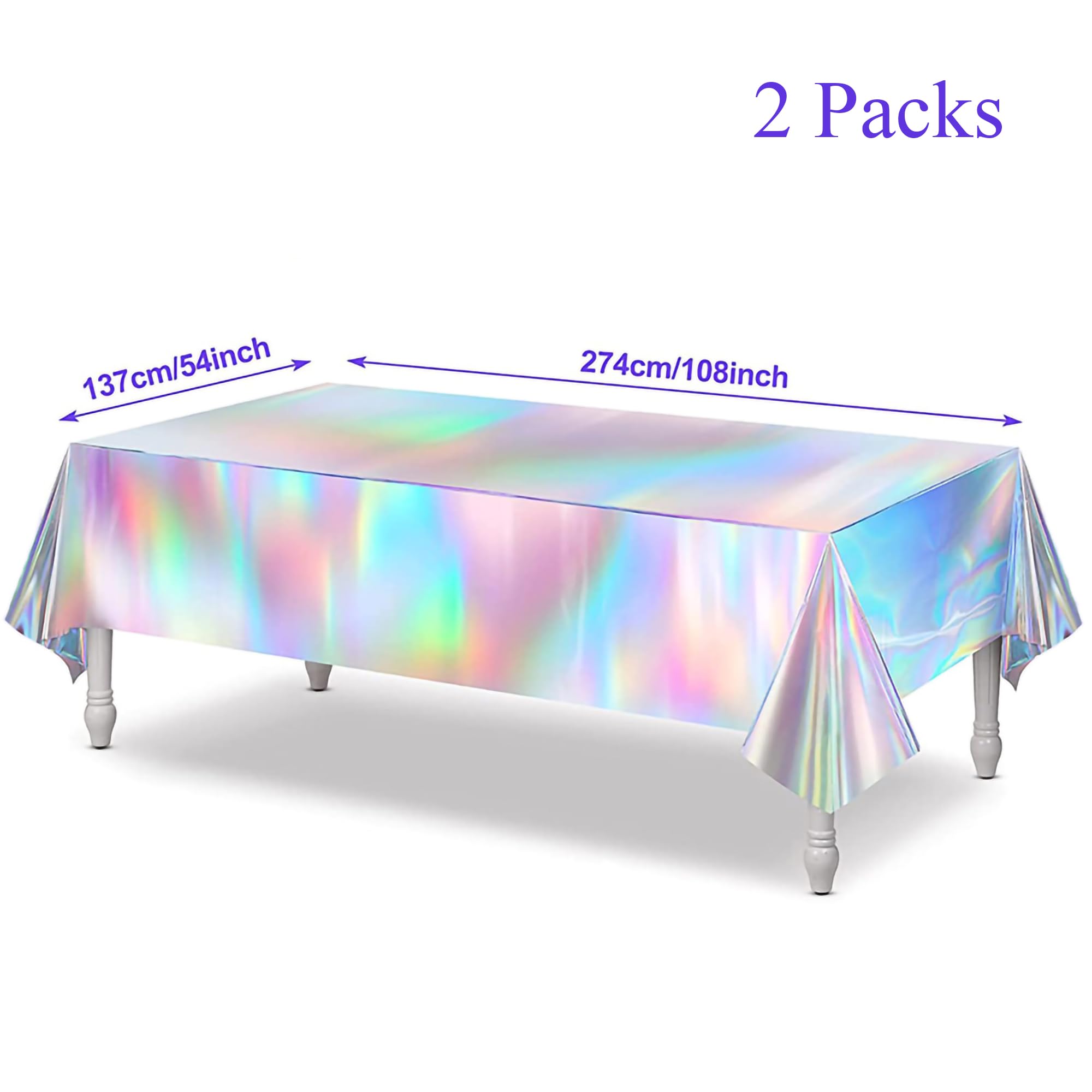 GREATRIL Iridescent Table Cloths – 54'' x 108'', 2 Pack, Mermaid/Undersea/Frozen/Demon Theme Party Decor