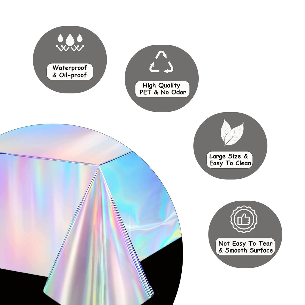 GREATRIL Iridescent Table Cloths – 54'' x 108'', 2 Pack, Mermaid/Undersea/Frozen/Demon Theme Party Decor