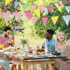 GREATRIL Pennant Banner Flags Pastel – 48 Flags, 52 ft Burlap Triangle Banners for Parties