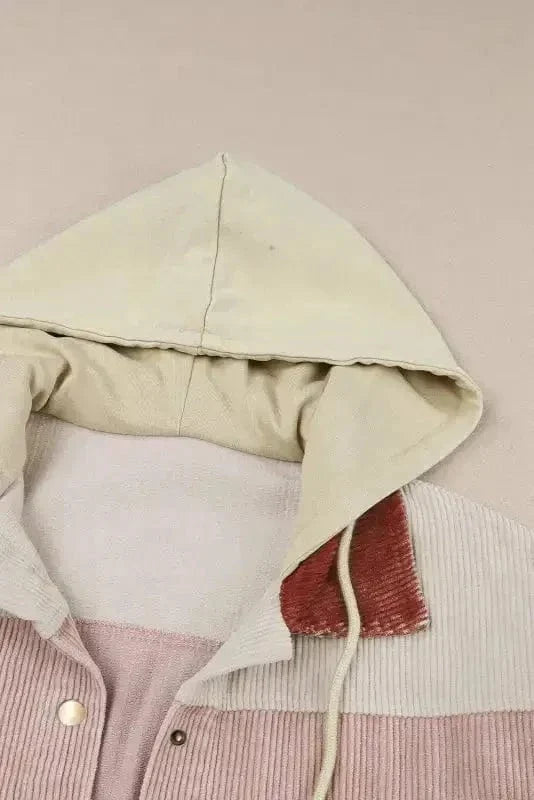 Color Block Hooded Corduroy Jacket Women UK