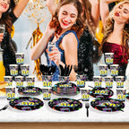 Greencian 168 Pcs 80s Party Dinnerware Set – Back to The 80s Plates, Napkins, Cups & Cutlery for 24