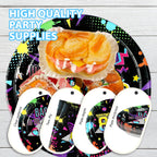 Greencian 168 Pcs 80s Party Dinnerware Set – Back to The 80s Plates, Napkins, Cups & Cutlery for 24