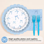 Greencian Blue Bow 96Pcs 16th Birthday Party Supplies – Plates, Napkins & Forks (Serves 24)