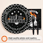 Greencian 96Pcs D20 Dice Party Plates & Napkins Set – RPG Themed Tableware for 24
