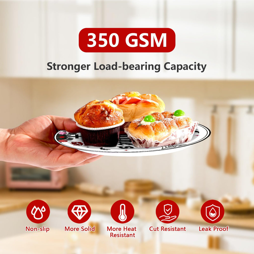 Greencian Gothic Valentine Tableware Set – 96 Pcs for 24 Guests (Plates, Napkins & Forks)