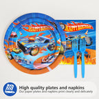 Greencian 200pc Racing Car Party Set – Plates, Napkins & Forks for 50 Guests