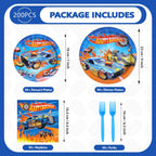 Greencian 200pc Racing Car Party Set – Plates, Napkins & Forks for 50 Guests