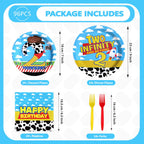 Greencian 96 Pcs Toy Cartoon Story 2nd Birthday Party Supplies — Plates & Napkins (Serves 24)