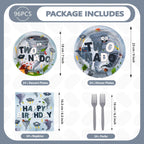 Greencian Twonado Tornado Birthday Party Plates & Napkins Set – 96 Pcs (Serves 24)