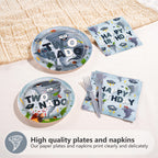 Greencian Twonado Tornado Birthday Party Plates & Napkins Set – 96 Pcs (Serves 24)