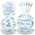 Greencian 96 Pcs Under The Sea Party Supplies – 1st Birthday Plates & Napkins, Serves 24