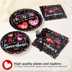Greencian 200 Pcs Valentine's Day Gender Reveal Plates & Napkins – He or She Tableware Set for Baby Shower (Serves 50)