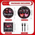 Greencian 200 Pcs Valentine's Day Gender Reveal Plates & Napkins – He or She Tableware Set for Baby Shower (Serves 50)
