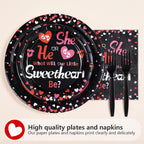 Greencian 200 Pcs Valentine's Day Gender Reveal Plates & Napkins – He or She Tableware Set for Baby Shower (Serves 50)