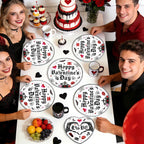 Greencian Gothic Valentine Tableware Set – 96 Pcs for 24 Guests (Plates, Napkins & Forks)